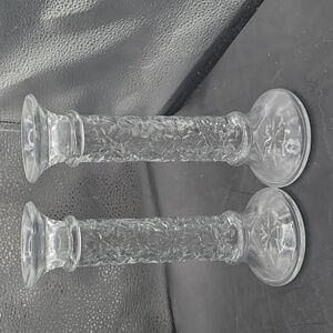 Princess House Fantasia Tall Glass Candlestick Holders set of 2